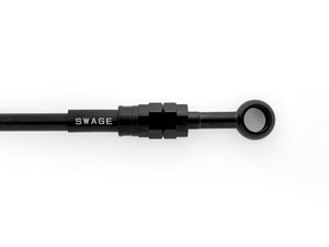 PLOT SWAGE-LINE PRO FRONT BRAKE HOSE KIT BI-PIECE BLACK STAINLESS STEEL FITTINGS BLACK SMOKE HOSE FOR HONDA CBR650R BTPB0045FB