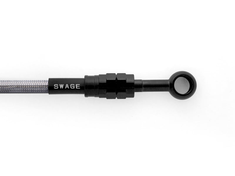 PLOT SWAGE-LINE PRO FRONT BRAKE HOSE KIT BI-PIECE BLACK STAINLESS STEEL FITTINGS CLEAR HOSE FOR KAWASAKI Z750 BTP711FB