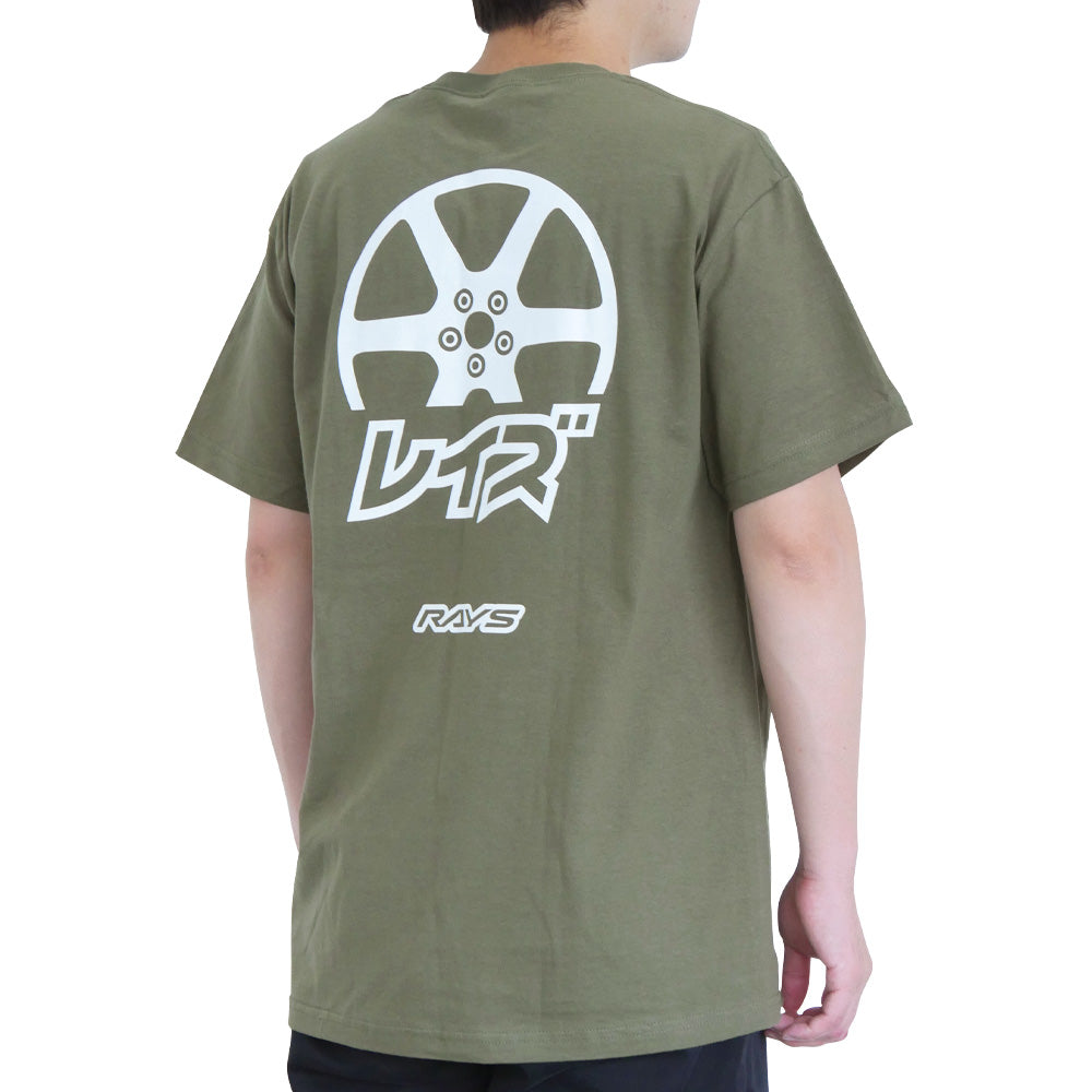 RAYS OFFICIAL T-SHIRT 25S KATAKANA RAYS WHEELS MILITARY GREEN EXTRA LARGE 740925SRAYS49