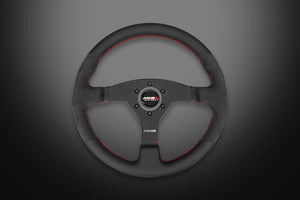 MINE'S R-S LEATHER ALCANTARA RED STITCHING STEERING WHEEL MINES-00002