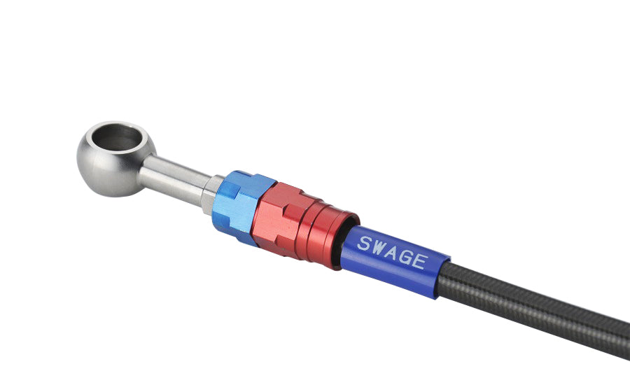 PLOT SWAGE-LINE PRO REAR BRAKE HOSE KIT RED AND BLUE ALUMINUM FITTINGS BLACK SMOKE HOSE FOR HONDA CB1100EX T2 SAPB0024R