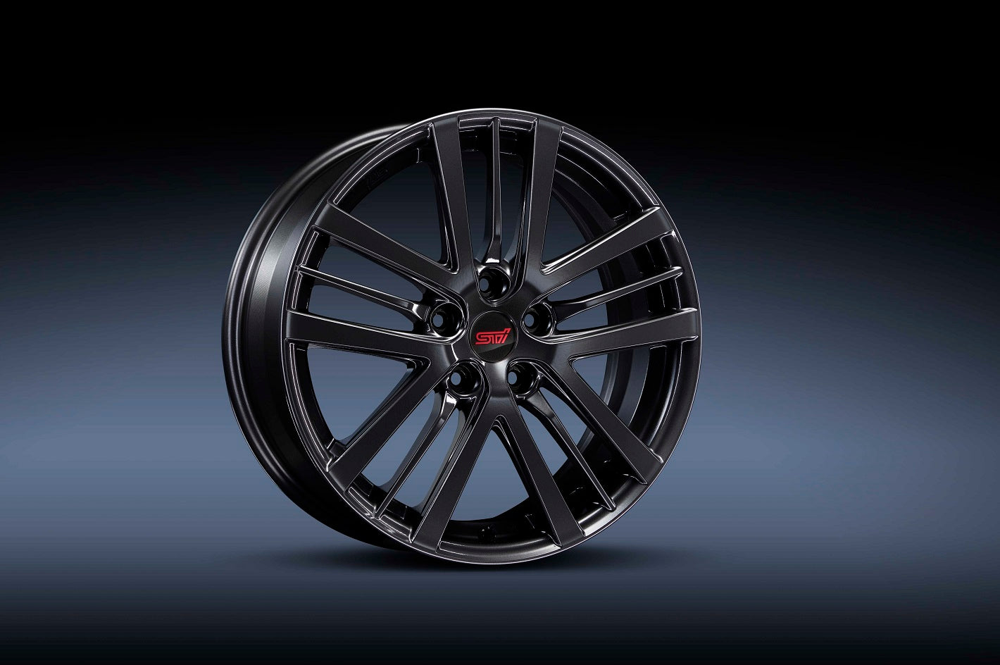 STI WHEEL SET 17INCH BLACK 17X7J +55 5X114.3 FOR SUBARU IMPREZA 5DOOR GU SG217FN120