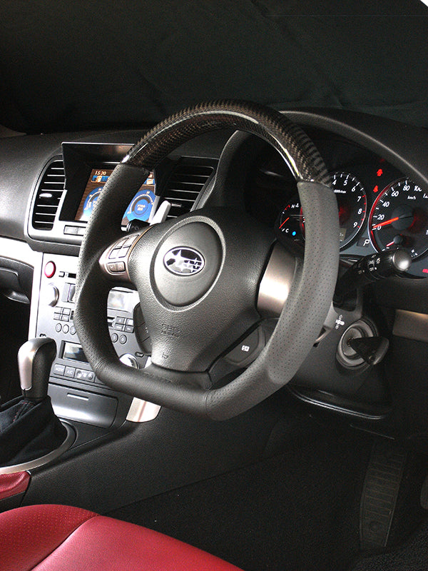 DAMD CARBON STEERING WHEEL  For SUBARU FORESTER SG MODEL (C ~ F) 2003/11 ~ 2007/1 SS358-D-F Black carbon-black stitch
