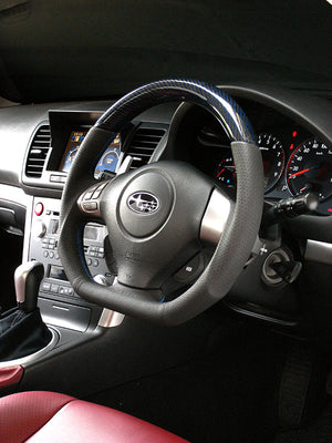 DAMD CARBON STEERING WHEEL  For SUBARU LEGACY BL BP MODEL (D ~ F) 2006/5 ~ 2008/6 SS358-D-L Blue carbon-blue stitching