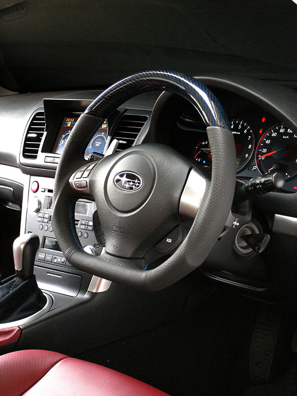 DAMD CARBON STEERING WHEEL  For SUBARU EXIGA YA MODEL (A ~ G) 2008/6 ~ 2015/3 SS358-D-L Blue carbon-blue stitching