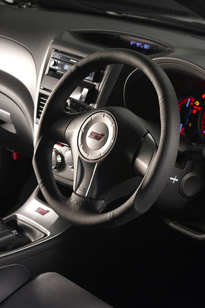 DAMD SPORTS STEERING WHEEL LEATHER BLACK STITCHING FOR SUBARU LEGACY BP BL A-C SS358-S-F-LEATHER-BLACK-STITCHING