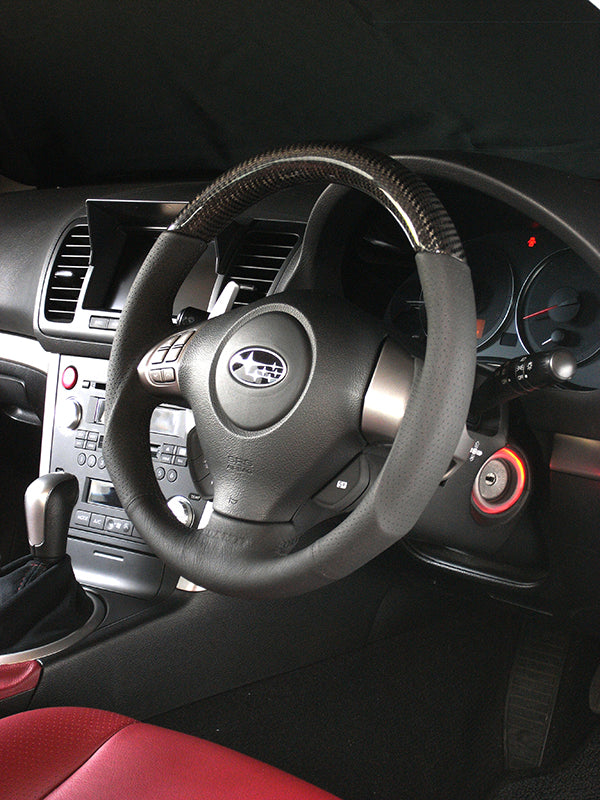 DAMD CARBON STEERING WHEEL  For SUBARU IMPREZA WRX-STI GR GV MODEL (A ~) 2007/12 ~ SS358-S-L Black carbon-black stitch