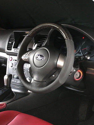 DAMD CARBON STEERING WHEEL  For SUBARU IMPREZA WRX-STI GR GV MODEL (A ~) 2007/12 ~ SS358-S-L Black carbon-black stitch