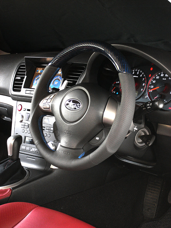 DAMD CARBON STEERING WHEEL  For SUBARU IMPREZA GD GG MODEL (E ~ G) 2004/6 ~ SS358-S-F Blue carbon-blue stitching