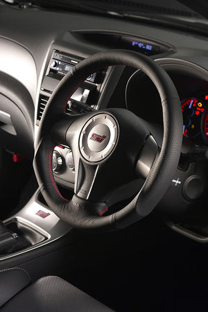 DAMD SPORTS STEERING WHEEL LEATHER RED STITCHING FOR SUBARU IMPREZA GD GG E-G SS358-S-F-LEATHER-RED-STITCHING