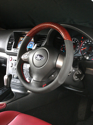 DAMD CARBON STEERING WHEEL  For SUBARU IMPREZA WRX-STI GD GH MODEL (E ~ G) 2004/6 ~ SS358-S-F Red carbon-red stitch