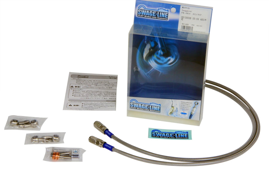 PLOT SWAGE-LINE FRONT BRAKE HOSE KIT STAINLESS STEEL FITTINGS CLEAR HOSE FOR KAWASAKI GPX250R 2 STF616
