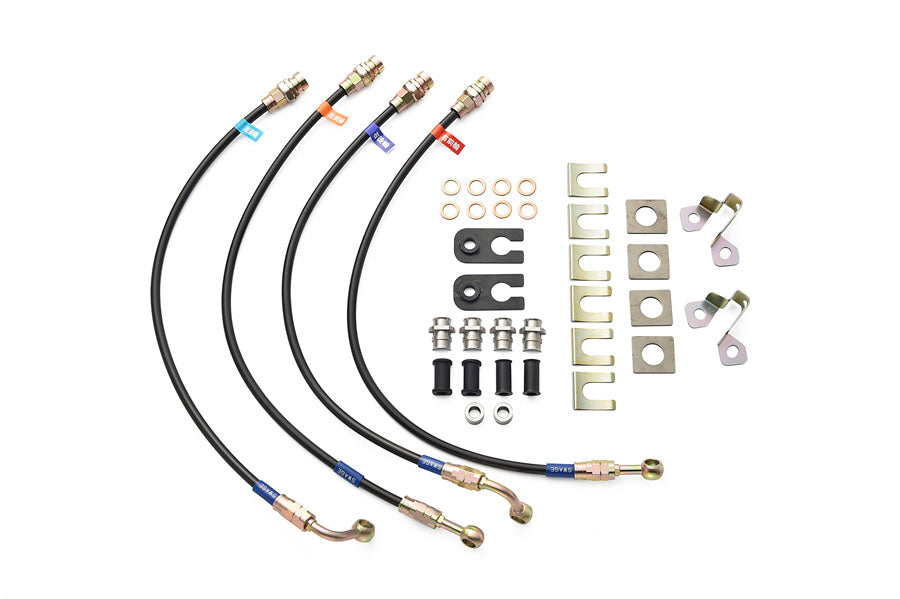 PLOT SWAGE-LINE BRAKE HOSE KIT STEEL FITTINGS BLACK SMOKE COAT FOR HONDA STREAM RN1 RN2 EXCL ABSOLUTE ST4611B