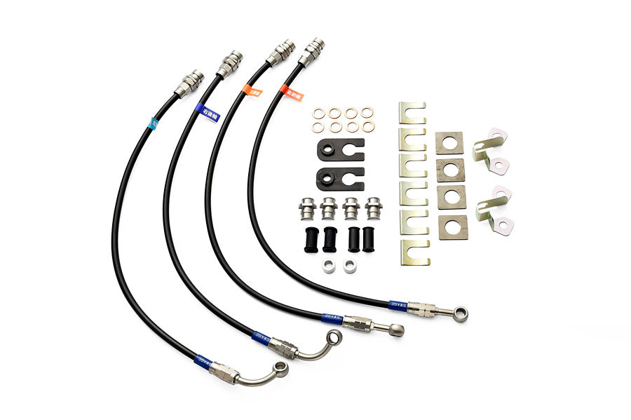 PLOT SWAGE-LINE BRAKE HOSE KIT STAINLESS STEEL FITTINGS BLACK SMOKE COAT FOR MAZDA CX-3 DK5FW DK5AW DKEFW DKEAW SW4725NB