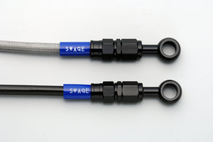 PLOT SWAGE-LINE FRONT BRAKE HOSE KIT BLACK ALUMINUM FITTINGS BLACK SMOKE HOSE FOR HARLEY-DAVIDSON FLS ABS BAFB827