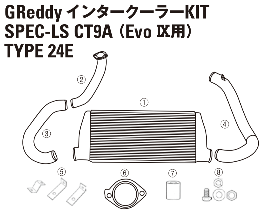 GREDDY INTERCOOLER KIT SPEC-LS INTERCOOLER CORE T24E FOR MITSUBISHI LANCER EVO 7 8 CT9A 12431006