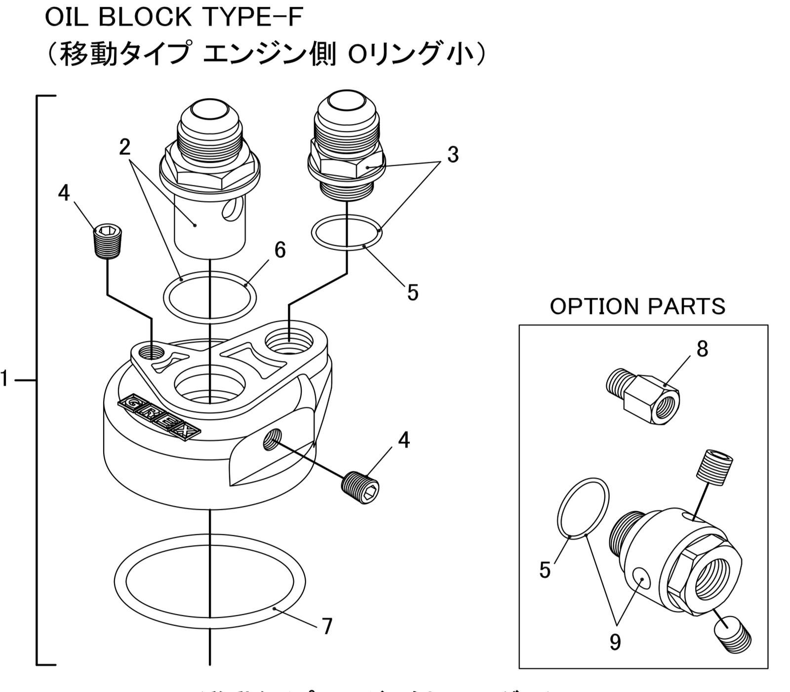 GREDDY OIL BLOCK TYPE-F (MOVEMENT TYPE ENGINE SIDE O-RING IS SMALL) FOR   12401132