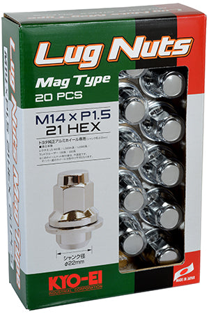 KYO-EI MAG TYPE NUT (M14xP1.5) 20 PCS SILVER T241-20P