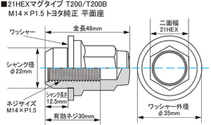 KYO-EI MAG TYPE NUT (M14xP1.5) 20 PCS SILVER T241-20P