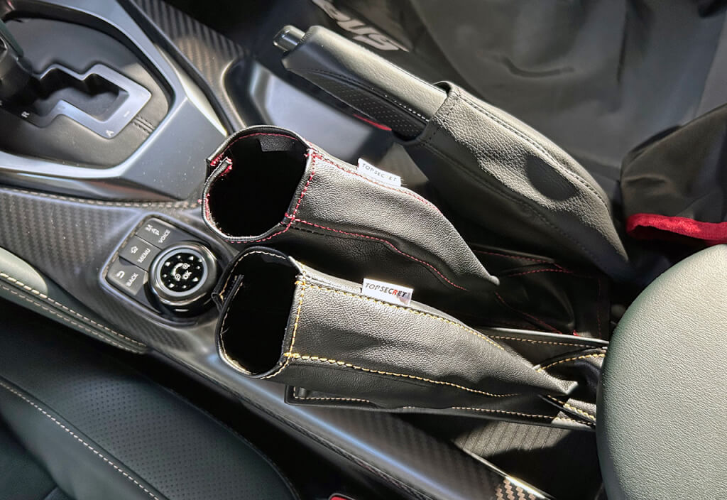 TOP SECRET HANDBRAKE BOOTS BLACK RED STITCH FOR NISSAN GT-R R35 TOP-SECRET-00134