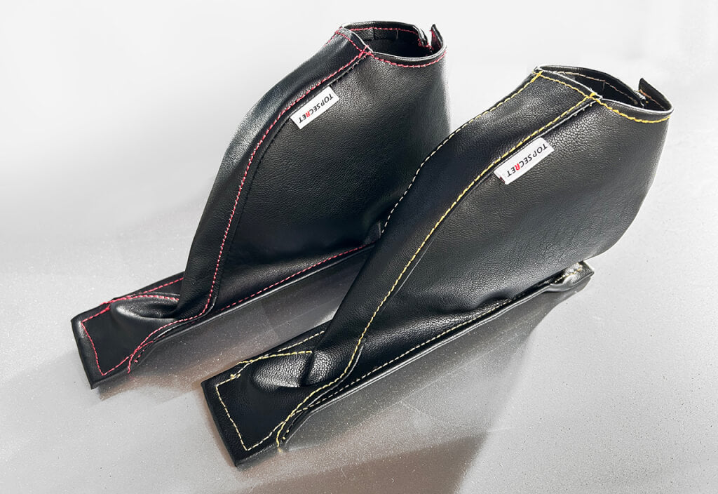 TOP SECRET HANDBRAKE BOOTS BLACK GOLD STITCH FOR NISSAN GT-R R35 TOP-SECRET-00133