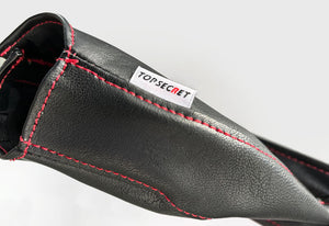 TOP SECRET HANDBRAKE BOOTS BLACK GOLD STITCH FOR NISSAN GT-R R35 TOP-SECRET-00133