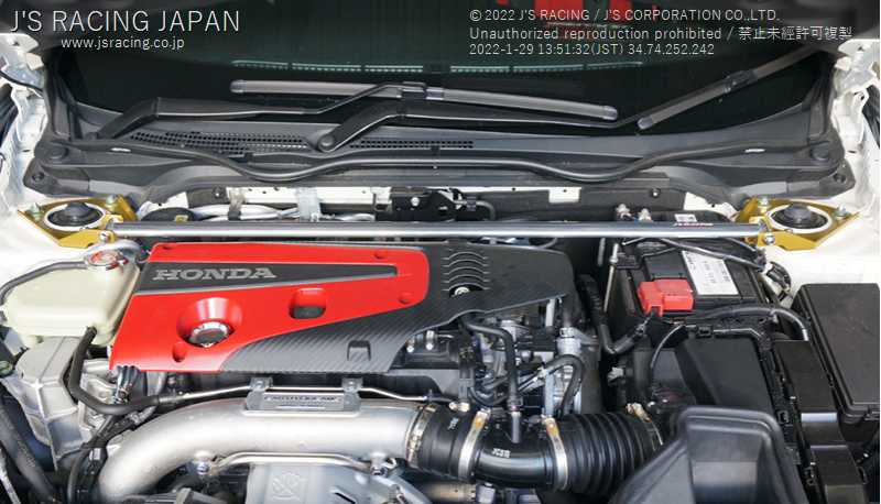 J'S RACING FRONT ALUMINUM STRUT TOWER BAR FOR HONDA CIVIC FK8 TB-K8-F