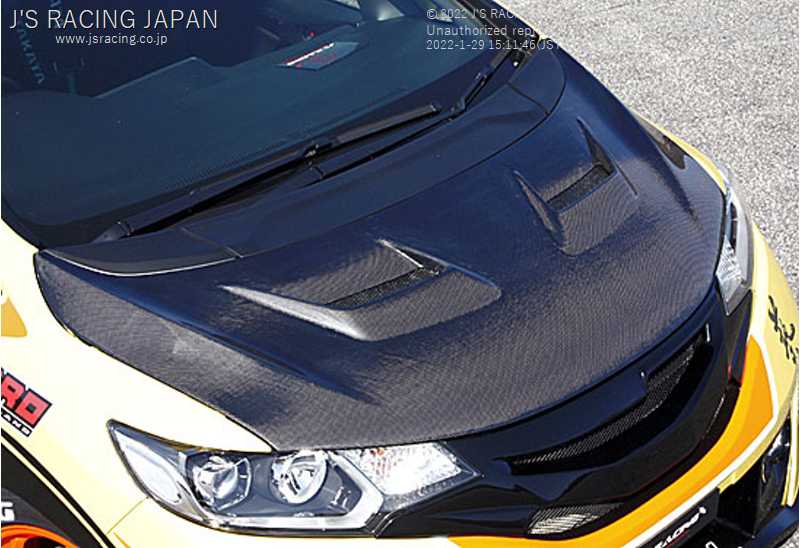J'S RACING AERO BONNET TYPE-V CARBON FRP FOR HONDA FIT GK3-6 ABV-F5-C