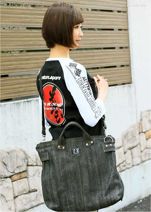 J'S RACING VINTAGE DENIM BACK BLACK M VDB-BK-M