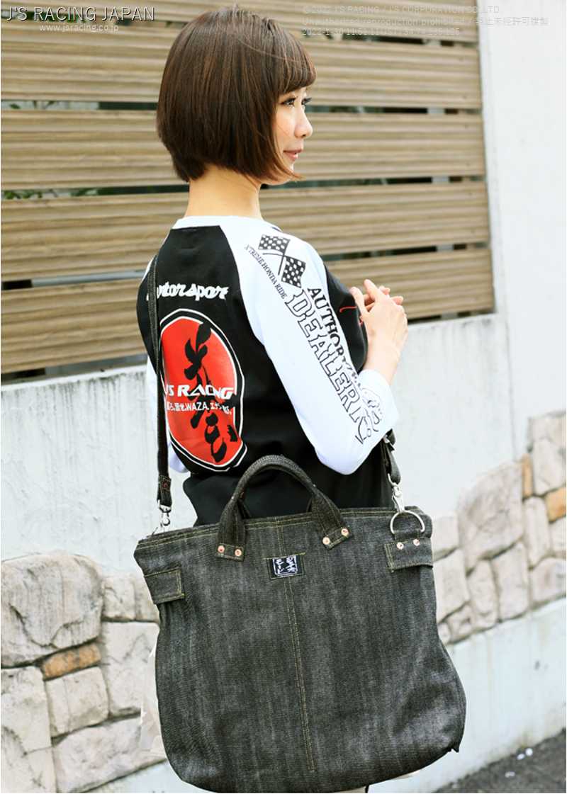 J'S RACING VINTAGE DENIM BACK BLACK L VDB-BK-L