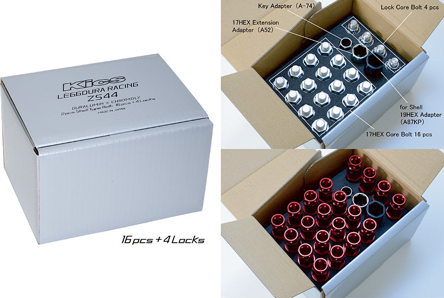 KYO-EI KICS LEGGDURA RACING BOLT ZS44 (16PCS + 4LOCKS) BLACK M14×P1.25 FOR  ZS44-3535K
