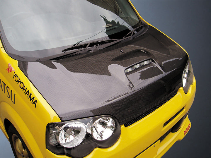 D-SPORT LIGHTWEIGHT AERO BONNET CARBON OUTER FRP BLACK GELCOAT INNER FOR DAIHATSU MOVE CUSTOM L100S L101S L110S L111S 53301-A130-KX