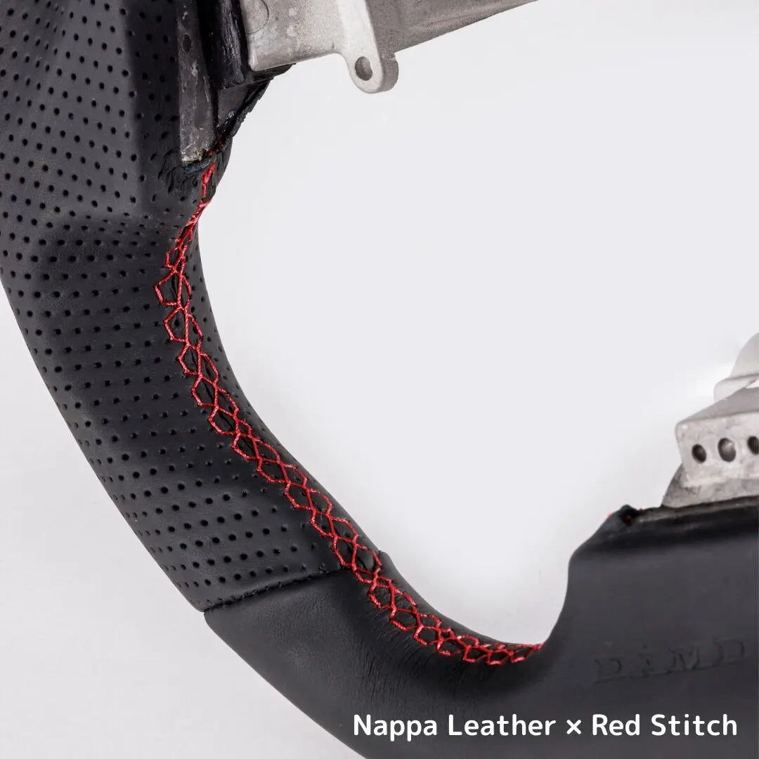DAMD SPORTS STEERING WHEEL NAPPA LEATHER RED STITCH FOR NISSAN GT-R R35 SS357-GTR-LEATHER-RED-STITCH