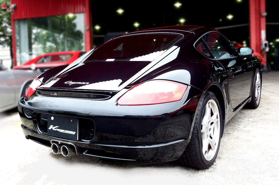 KREISSIEG FIRST CAT-BACK F1 SOUND VALVETRONIC EXHAUST SYSTEM STAINLESS STEEL FLOATING CURL TAIL SANDBLASTED KSG LOGO MARK 6SP EARLY MODEL FOR PORSCHE 987 CAYMAN ZENKI  P987C-08=STAINLESS-6SP