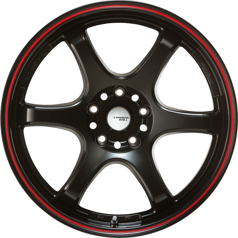 5ZIGEN CANNON BALL 16X6.0 +45 4-100 MAT BLACK+RED LINE CAB6604540BD