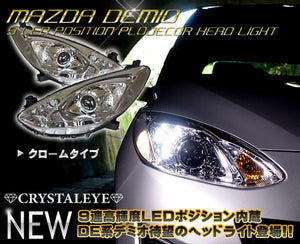 CRYSTAL EYE LED POSITION PROJECTOR HEADLIGHTS, CHROME FOR MAZDA DEMIO DE  D060CR