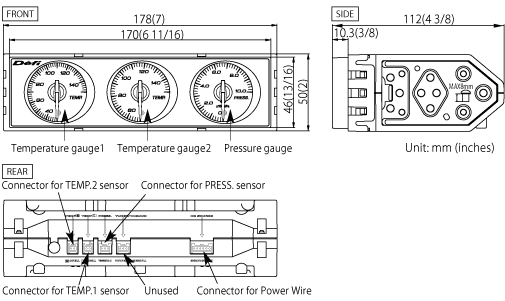 DEFI DIN-GAUGE COMBINATION METER (RED CHARACTERS/RED ILLUMINATION/WHITE POINTER) DF14402