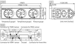 DEFI DIN-GAUGE COMBINATION METER (WHITE CHARACTERS/WHITE ILLUMINATION/WHITE POINTER) DF14401