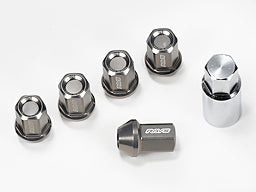 RAYS DURA SERIES DURALUMIN LOCK & NUT SET L37 STRAIGHT TYPE 4 NUTS PACK ORANGE M12X1.25 FOR  7402-ORANGE-M12-1-25-5