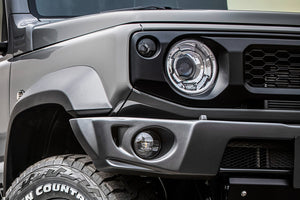 SHOWA GARAGE ABS FRONT BUMPER SPOILER UNPAINTED WITH HEADLIGHT WASHER FOR SUZUKI JIMNY JB74W E00600-JC