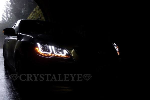 CRYSTAL EYE FIBER LED SEQUENTIAL TURN SIGNAL HEADLIGHT V2 BLACK FOR SUBARU LEGACY TOURING WAGON B4 BM BR L181-BK