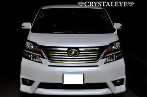 CRYSTAL EYE HEADLIGHT GARNISH WITH BUILT-IN LED DAYTIME RUNNING LIGHTS LED EYE (CHROME GARNISH, WHITE LED) FOR TOYOTA VELLFIRE ZENKI E005CW
