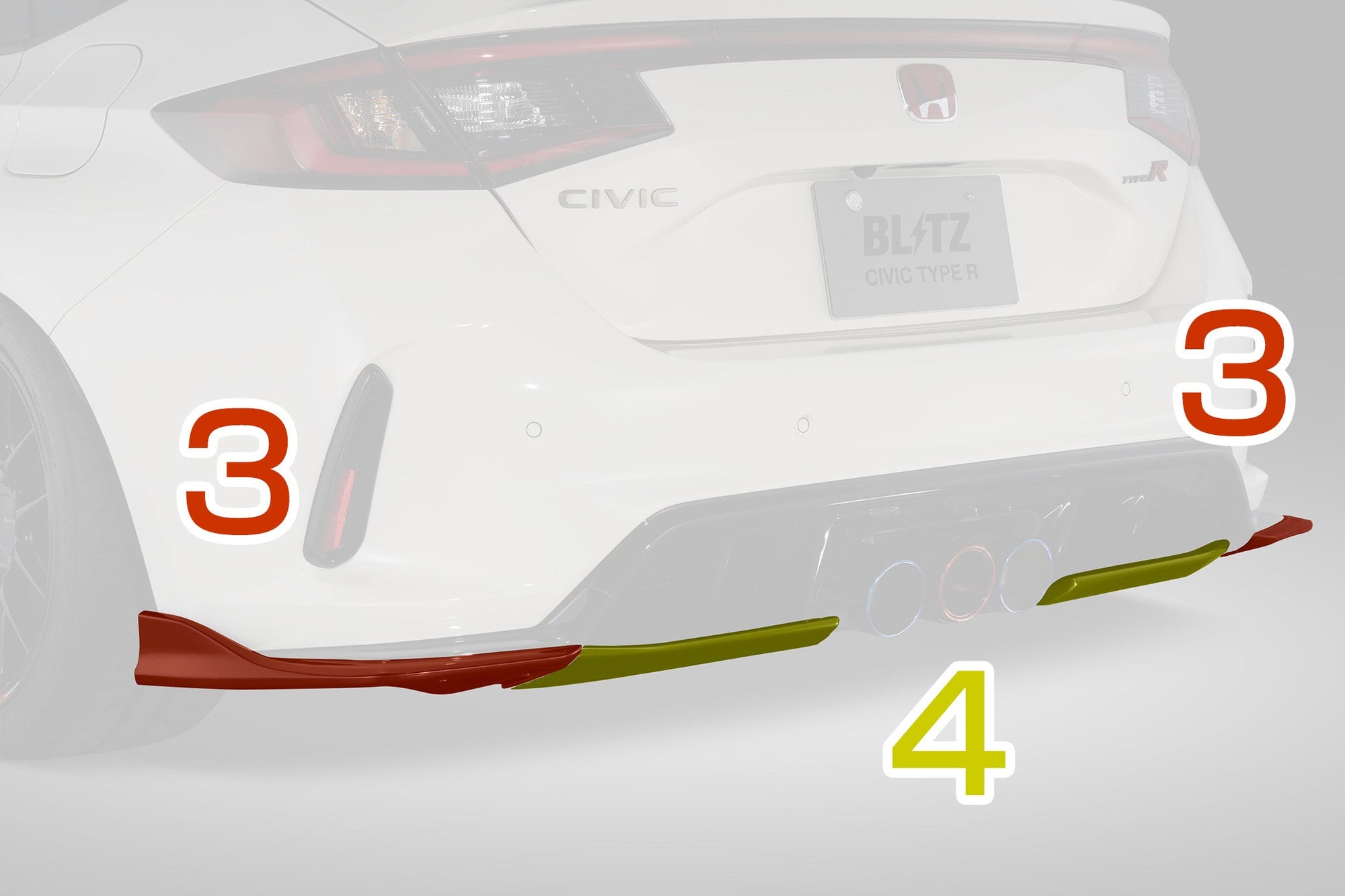 BLITZ REAR UNDER DIFFUSER FRP UNPAINTED FOR HONDA CIVIC TYPE R FL5 K20C 60466