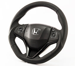 KENSTYLE STEERING WHEEL A-TYPE ALL BLACK LEATHER RED STITCH FOR  HA01