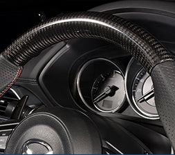 KENSTYLE STEERING WHEEL CARBON LEATHER COMBINATION RED SILVER STITCHING DRY CARBON PANEL FOR  MD04C