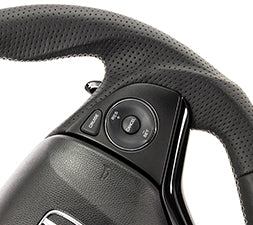KENSTYLE STEERING WHEEL A-TYPE ALL BLACK LEATHER RED STITCH FOR  HA01