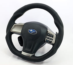 KENSTYLE STEERING WHEEL A-TYPE ALL BLACK LEATHER RED STITCH FOR  SA01