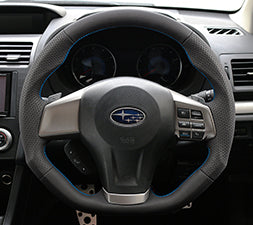 KENSTYLE STEERING WHEEL D-TYPE ALL BLACK LEATHER BLUE STITCH FOR  SD02
