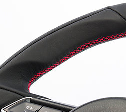 KENSTYLE STEERING WHEEL ALL BLACK LEATHER RED STITCH FOR  ME01