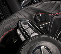 KENSTYLE STEERING WHEEL CARBON LEATHER COMBINATION RED SILVER STITCH FOR  MD04